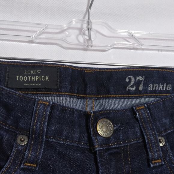 J Crew 46240 Toothpick Ankle Jean Dark Blue Denim Size 27 - Picture 5 of 6